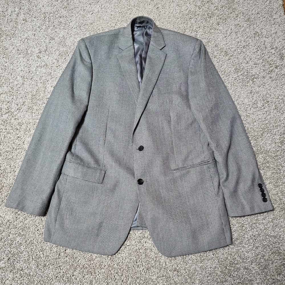 Ralph Lauren Men's 42L Sport Coat Blazer Suit Jacket Gray Houndstooth 2 Button
